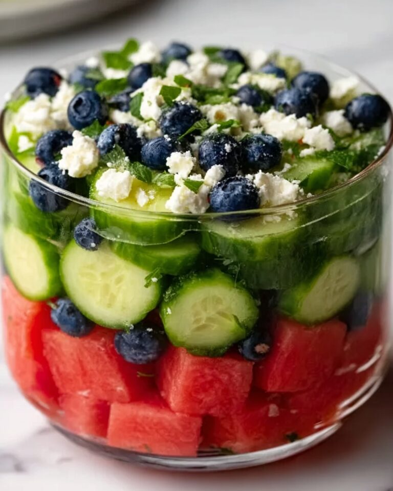 Watermelon Feta Salad with Cucumber and Blueberries Recipe