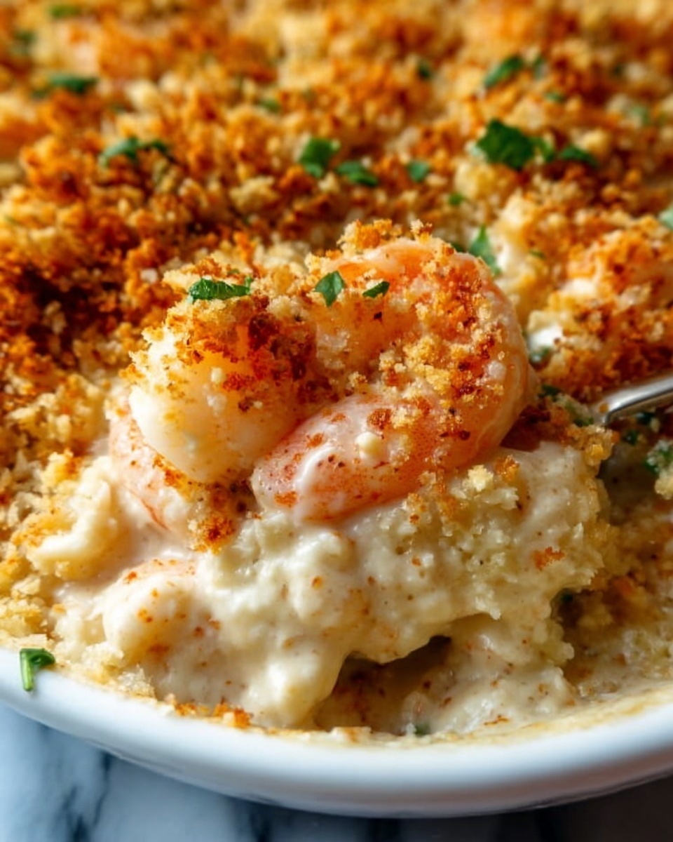 Cheesy Shrimp Casserole with Panko Breadcrumb Topping Recipe - Recipe Image