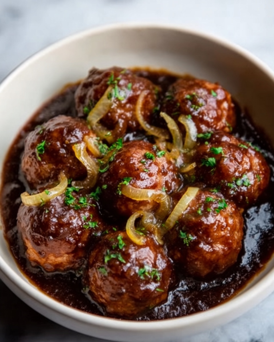 Crockpot French Onion Meatballs Recipe - Recipe Image
