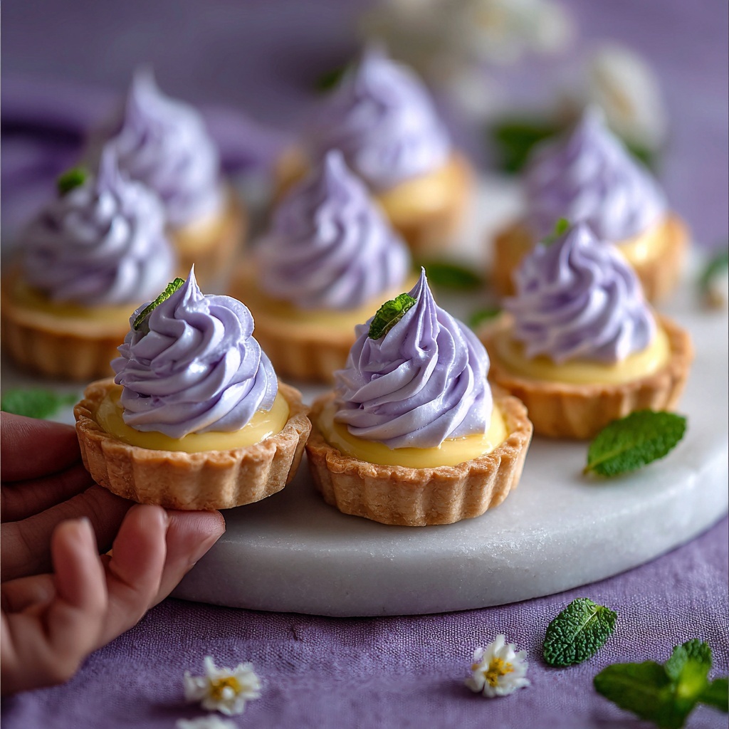 Mini Lemon Tart with Lilac Meringue Recipe - Recipe Image