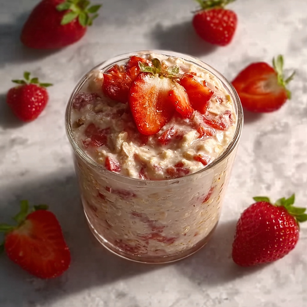 Strawberries and Cream Overnight Oats Recipe - Recipe Image