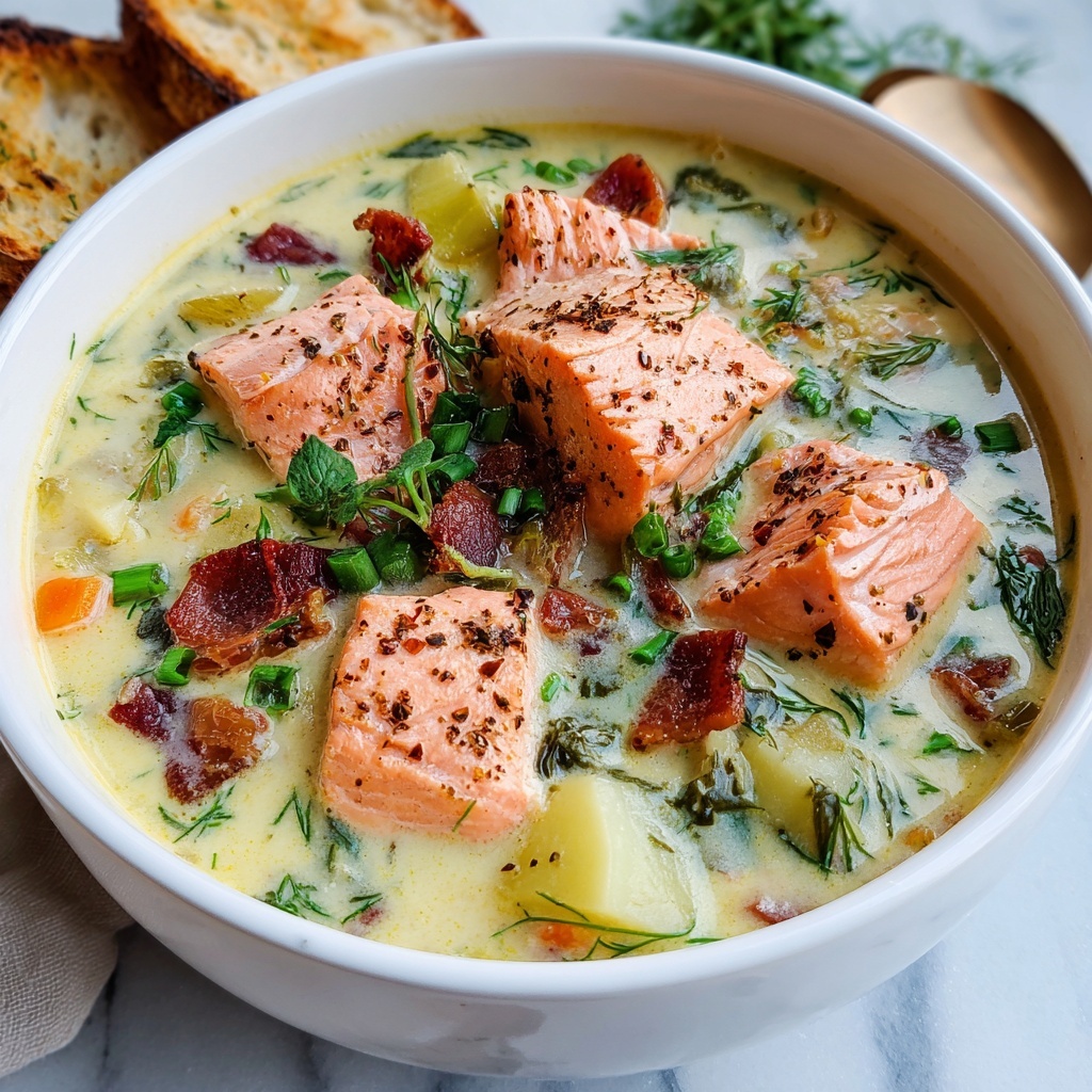Creamy Salmon Chowder Soup Recipe - Recipe Image