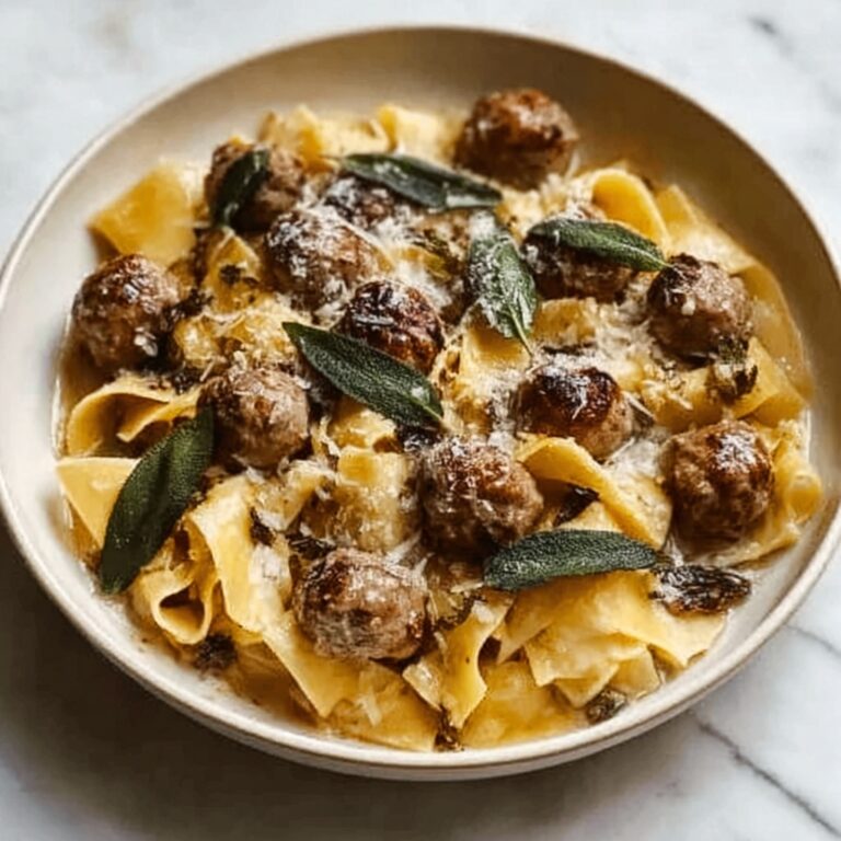 Winter Pasta with Mushrooms, Sausage Meatballs, Walnuts & Crispy Sage Recipe