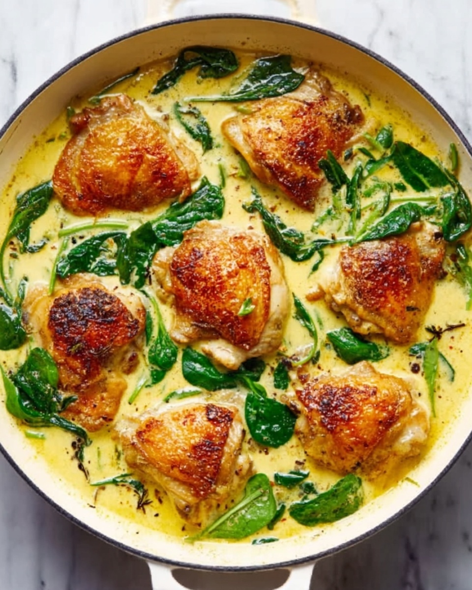 Creamy Garlic Skillet Chicken with Spinach Recipe - Recipe Image