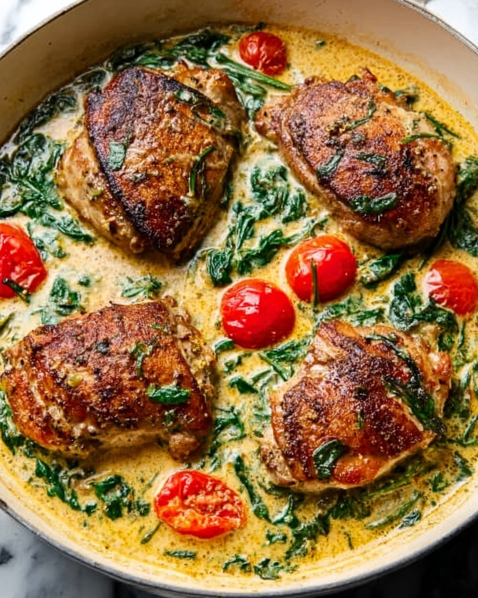 Creamy Pesto Chicken with Roasted Tomatoes and Spinach Recipe - Recipe Image