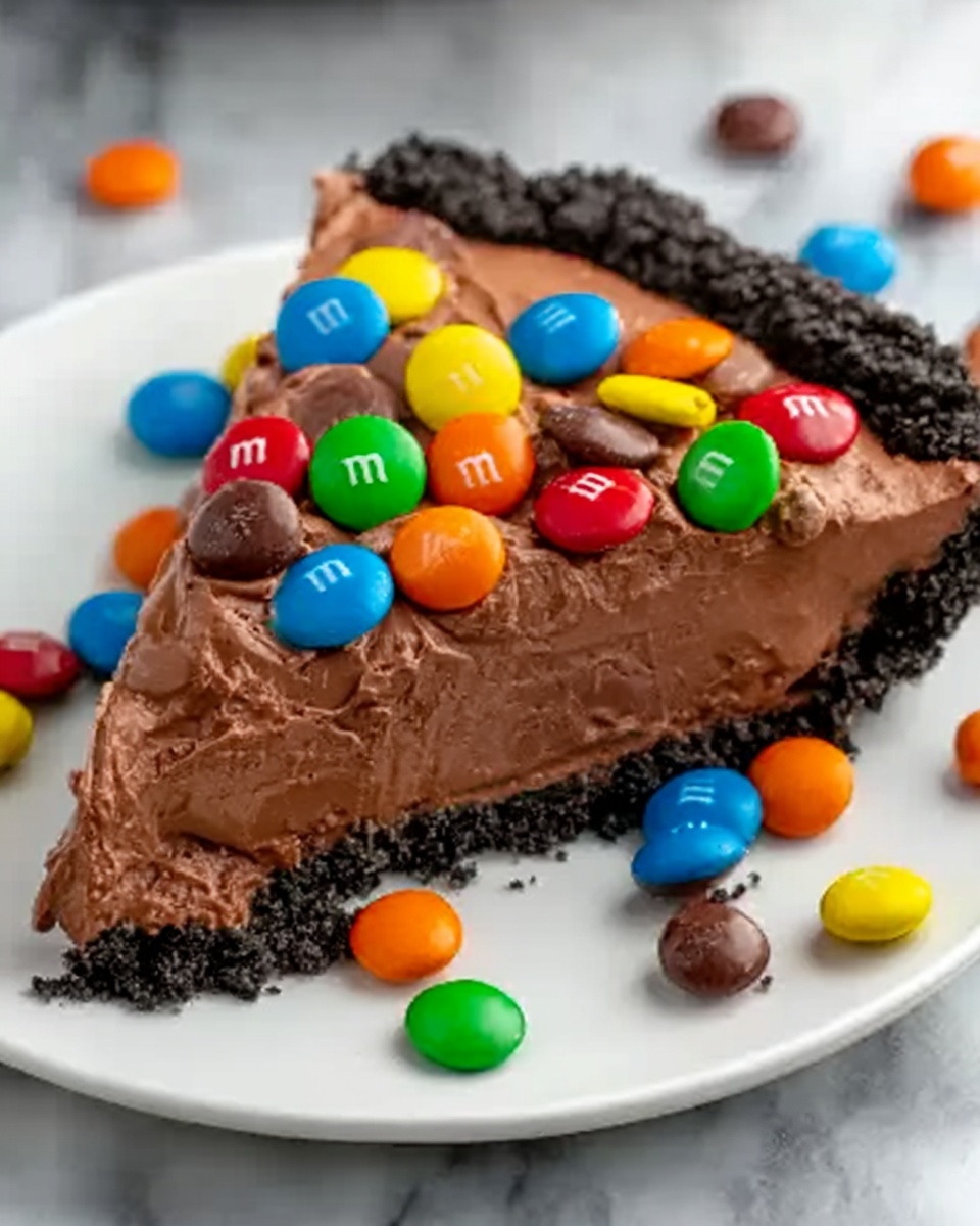 No-Bake Chocolate M&M Pie Recipe - Recipe Image