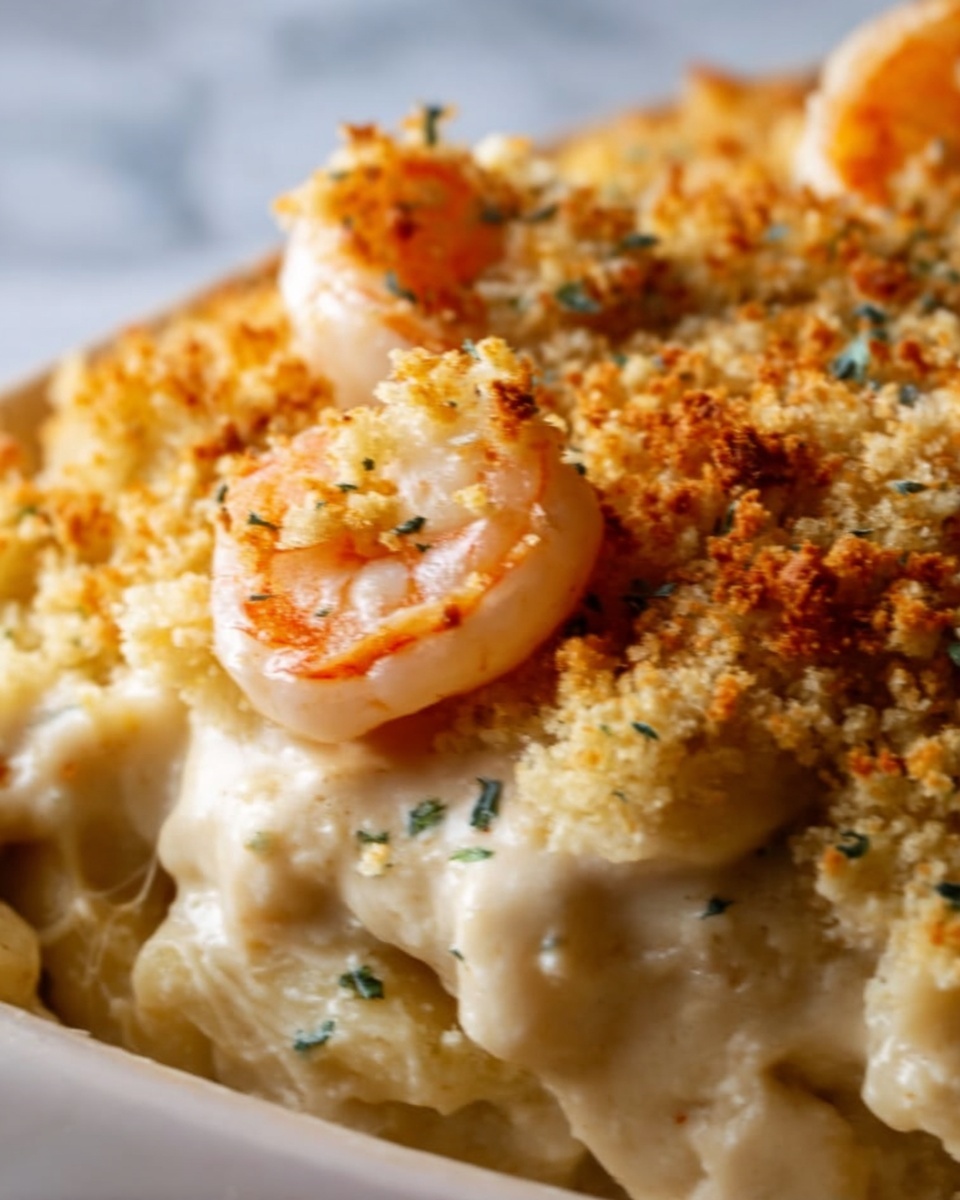 Cheesy Shrimp Casserole with Panko Breadcrumb Topping Recipe - Recipe Image