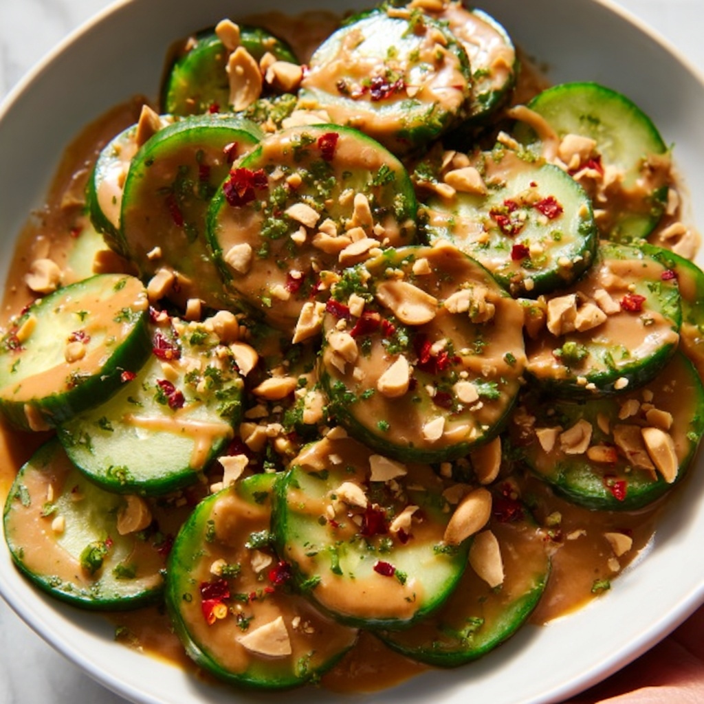 Cucumbers in Spicy Peanut Sauce Recipe - Recipe Image