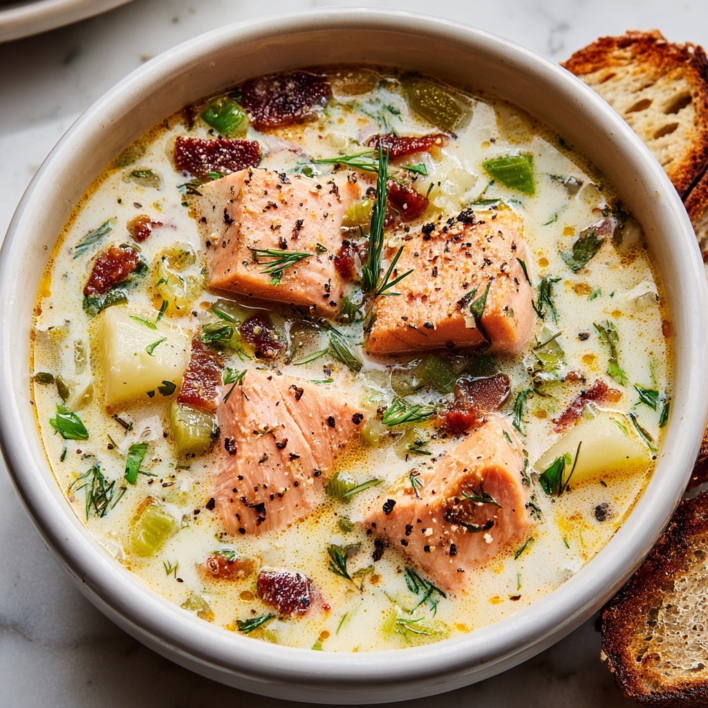 Creamy Salmon Chowder Soup Recipe - Recipe Image