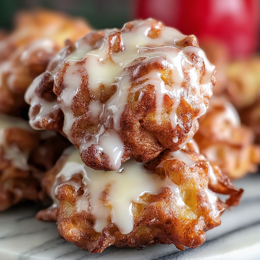 Soft Cinnamon Apple Fritters With Vanilla Glaze Recipe - Recipe Image