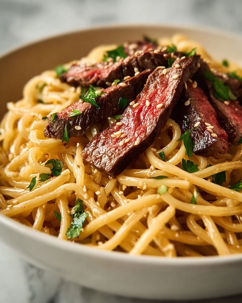 Garlic Butter Steak Lightning Noodles Recipe - Recipe Image