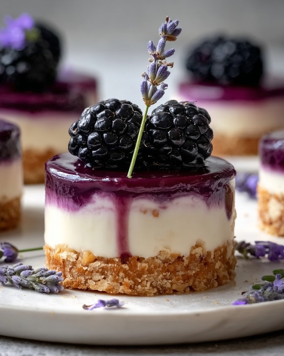 Mini Blackberry Lavender Cheesecakes Recipe - Recipe Image