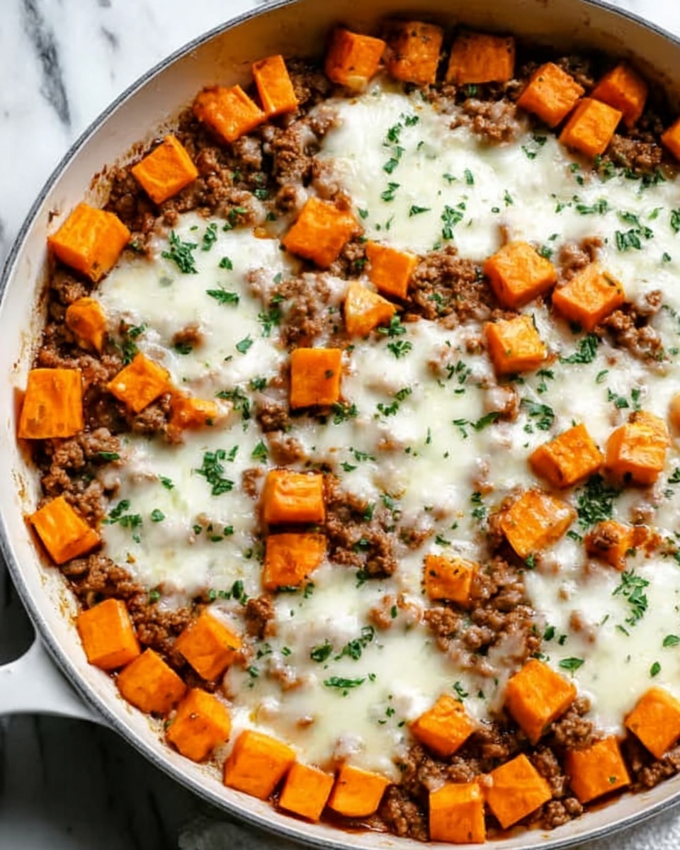 Cheesy Turkey and Sweet Potato Skillet Recipe - Recipe Image