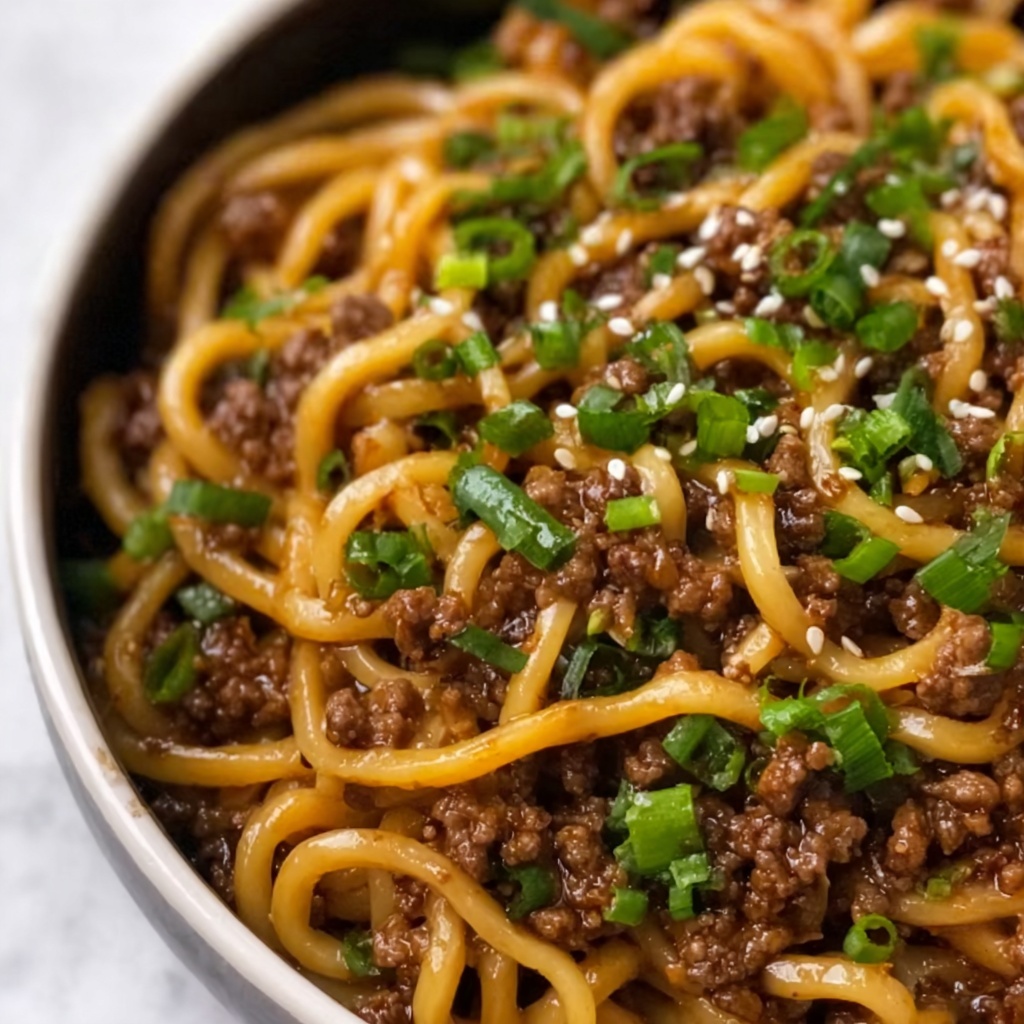 Mongolian Ground Beef Noodles Recipe - Recipe Image