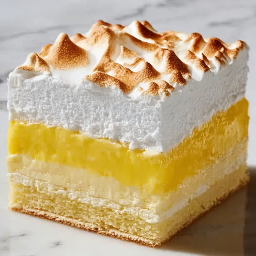 Lemon Cake with Fluffy Meringue Layers Recipe - Recipe Image