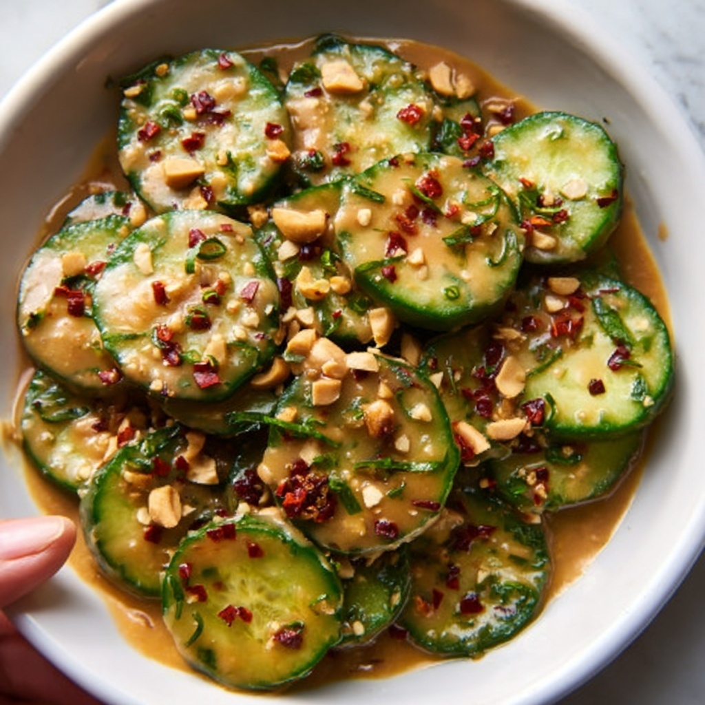 Cucumbers in Spicy Peanut Sauce Recipe - Recipe Image