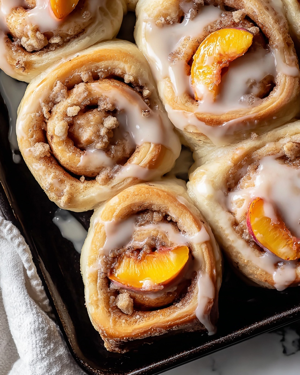Peach Cobbler Cinnamon Rolls Recipe - Recipe Image