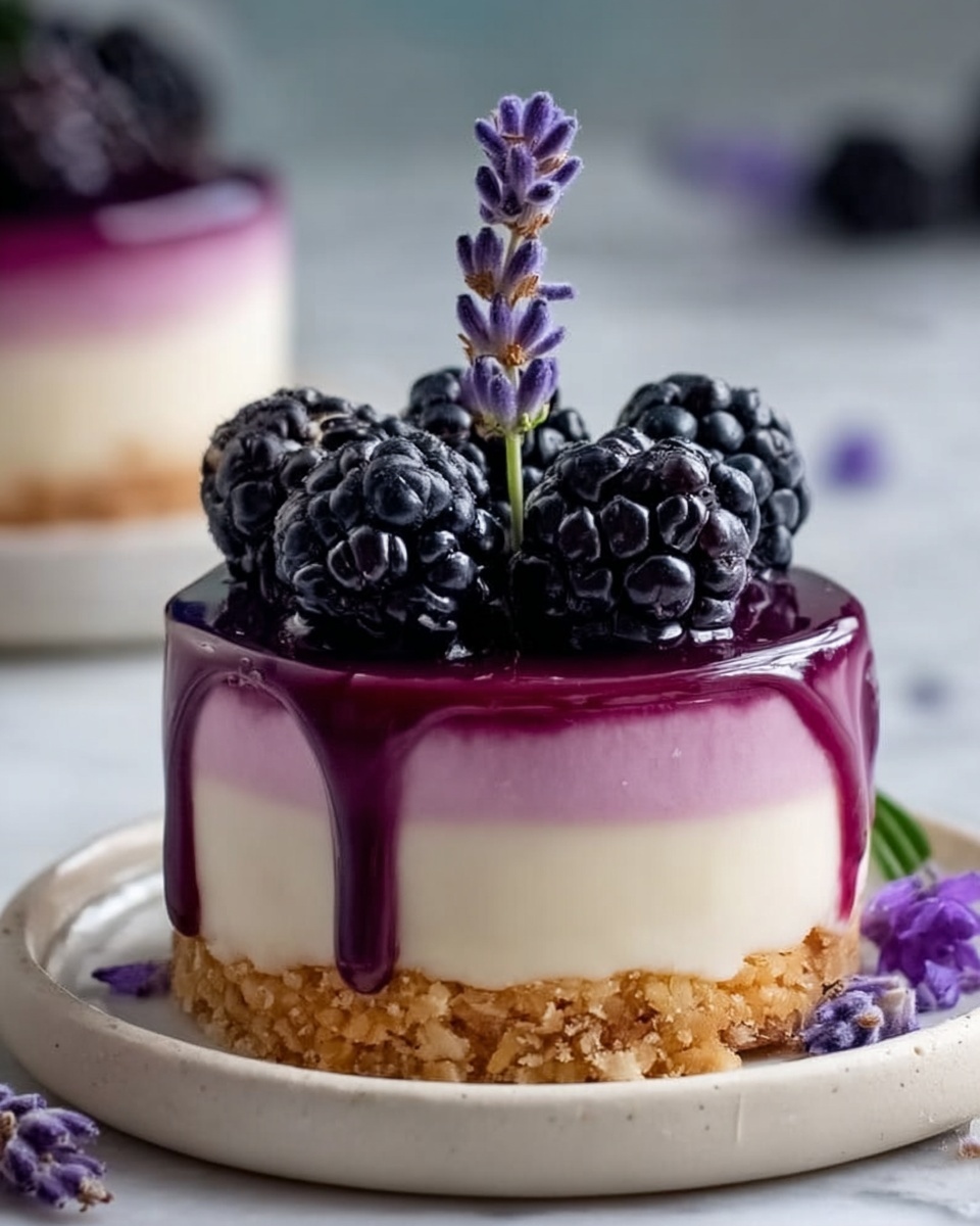 Mini Blackberry Lavender Cheesecakes Recipe - Recipe Image