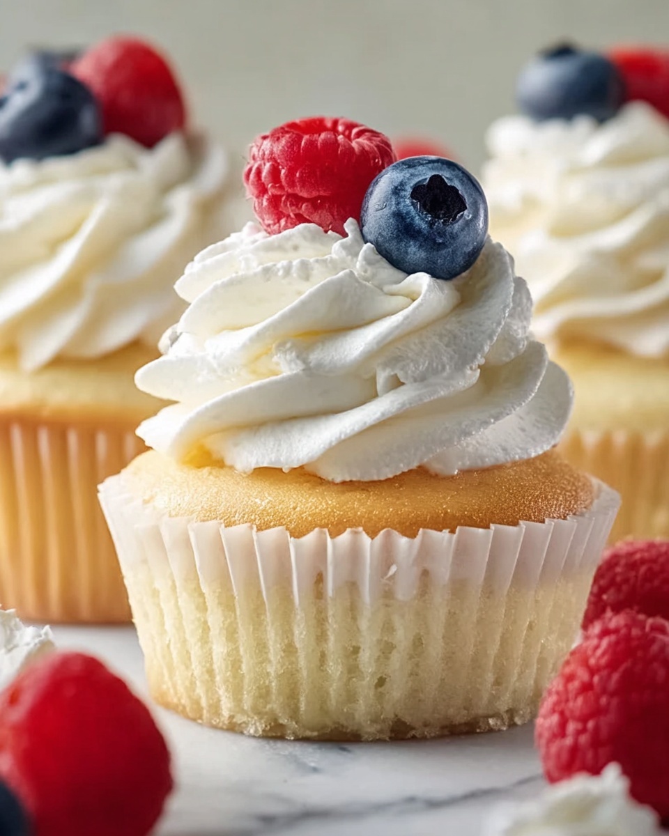 Angel Food Cupcakes with Whipped Cream and Berries Recipe - Recipe Image
