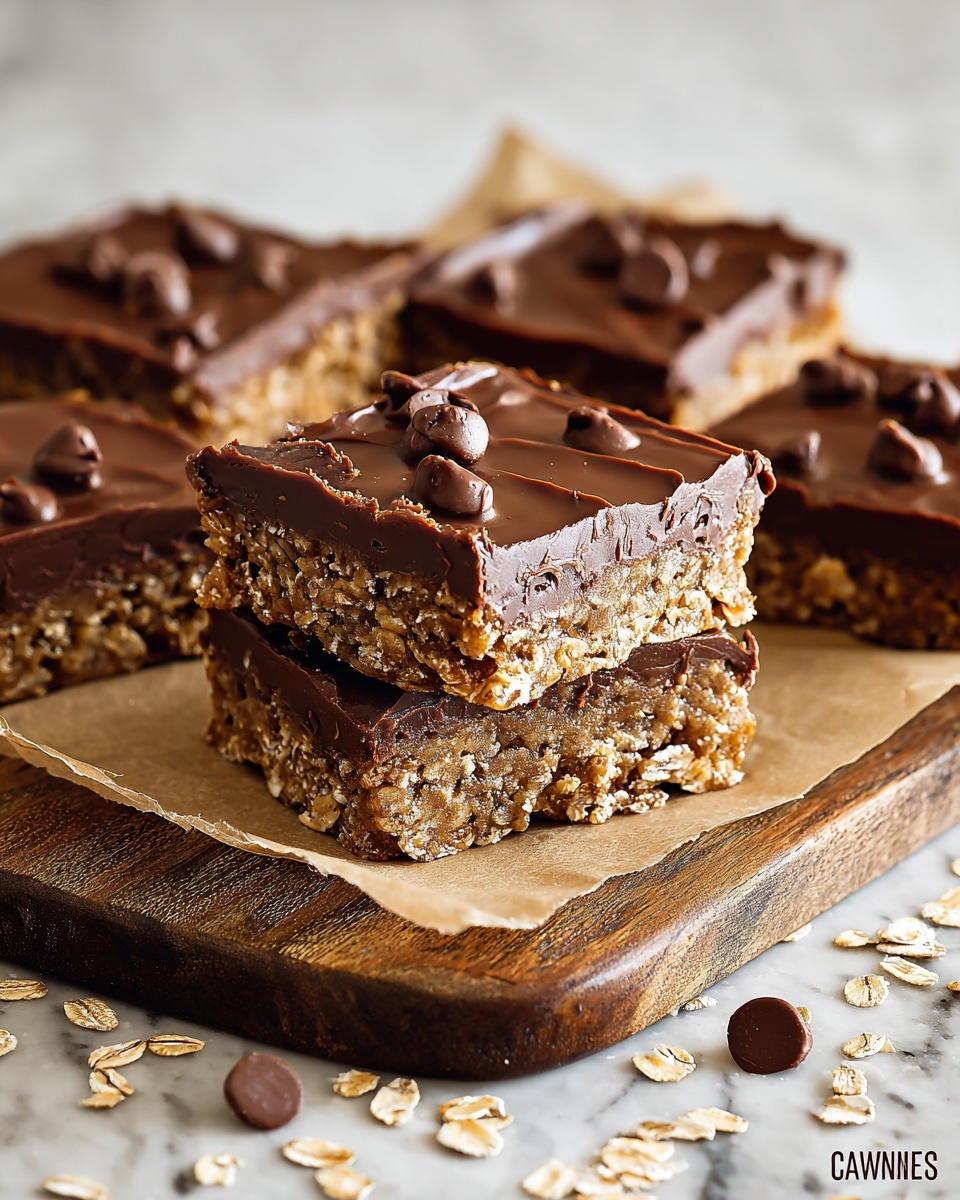 No-Bake Chocolate Oatmeal Cookie Bars Recipe - Recipe Image
