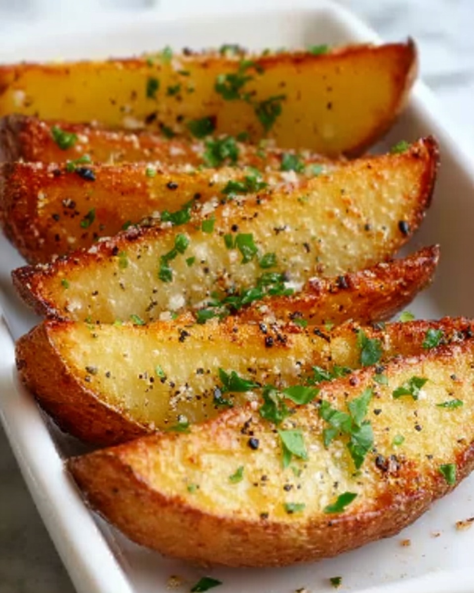 Baked Garlic Parmesan Potato Wedges Recipe - Recipe Image