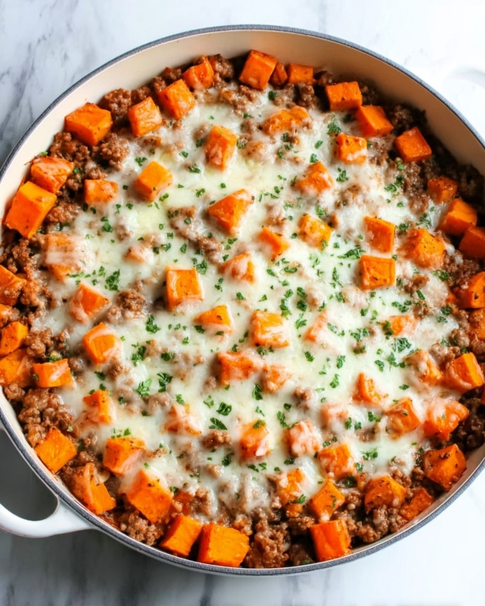 Cheesy Turkey and Sweet Potato Skillet Recipe - Recipe Image