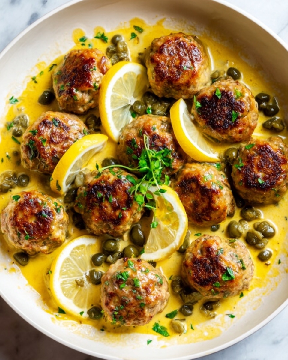 Saucy Chicken Piccata Meatballs Recipe - Recipe Image