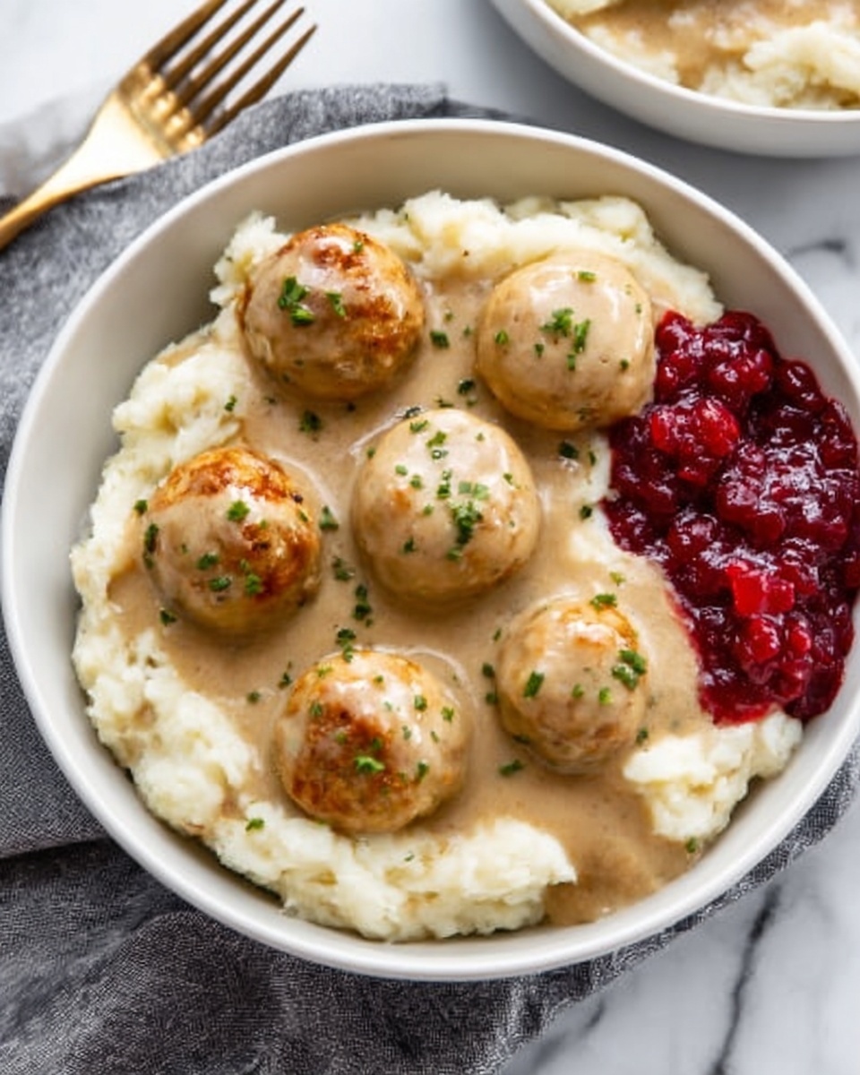 Chicken Swedish Meatballs in Creamy Gravy Recipe - Recipe Image