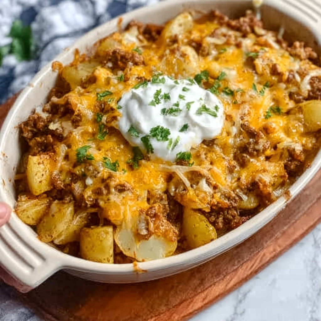 Loaded Cheesy Taco Potatoes Recipe - Recipe Image
