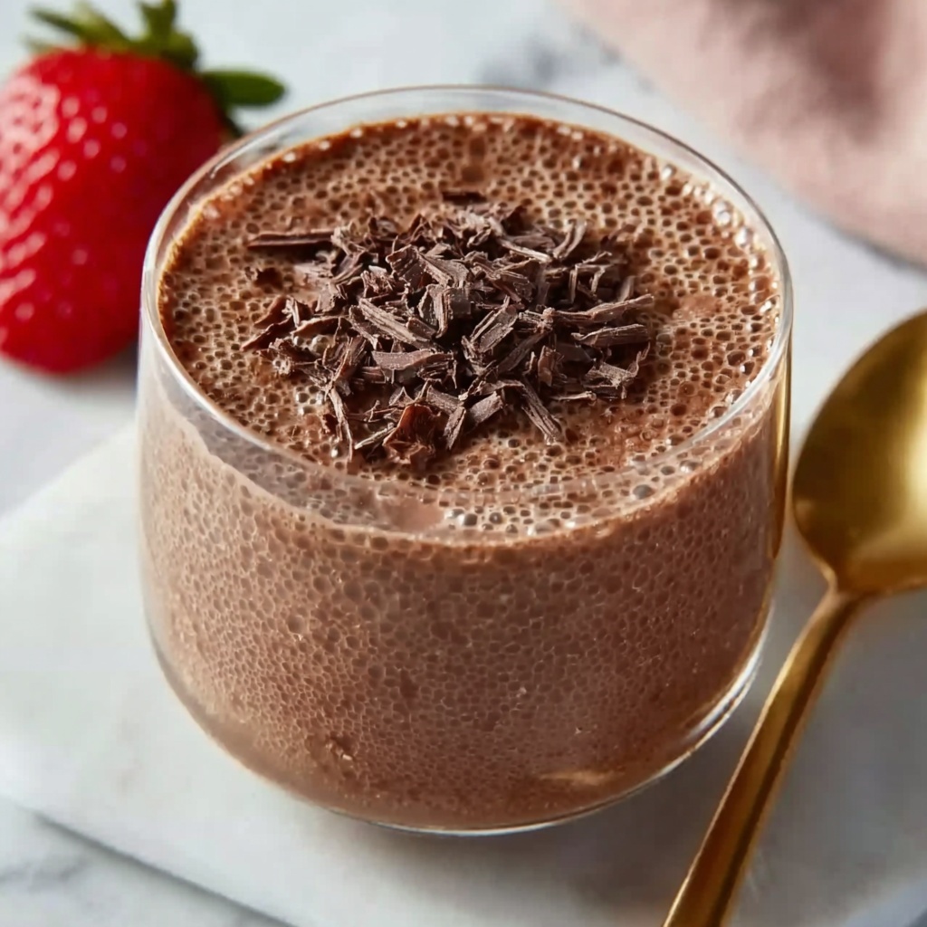 Chocolate Chia Pudding with Strawberries, Cacao Nibs, and Peanut Butter Recipe - Recipe Image