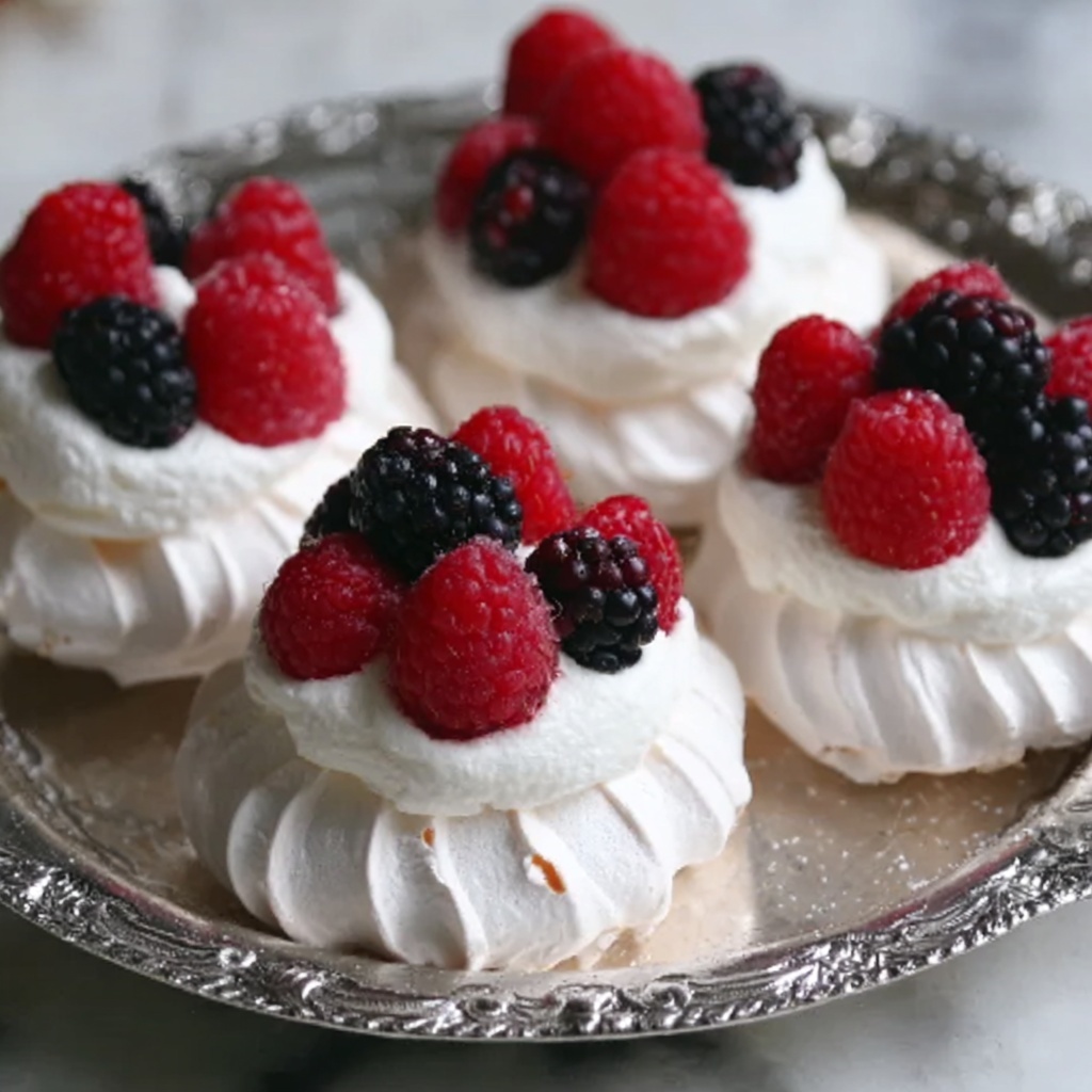 Toasted Coconut Mini Pavlovas with Coconut Custard Recipe - Recipe Image