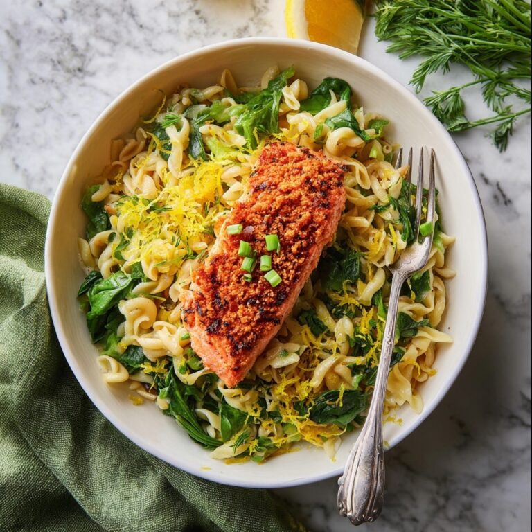 Lightened-Up Lemon Salmon Orzo Pasta Recipe