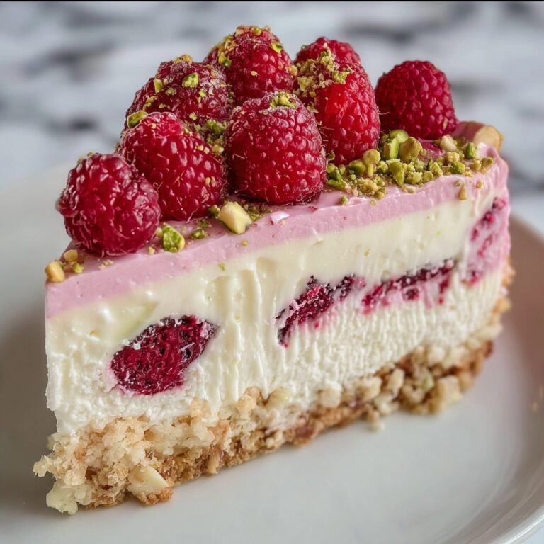 Raspberry Cheesecake with Pistachio Crumb Recipe
