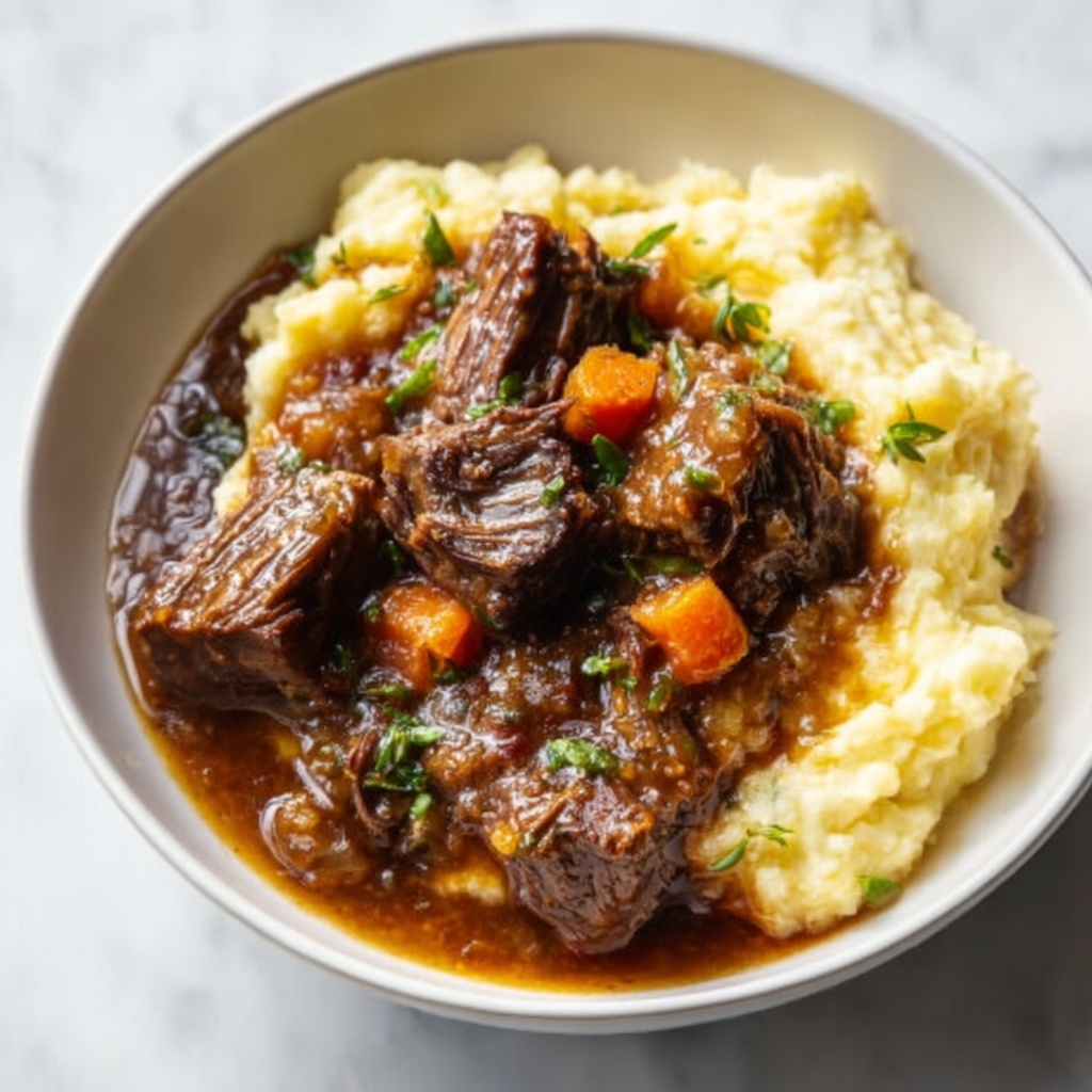 Braised Beef Short Ribs in Red Wine with Vegetables and Herbs Recipe - Recipe Image