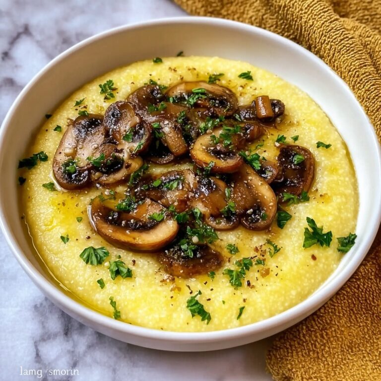 Creamy Garlic Mushroom Polenta with Parsley Recipe