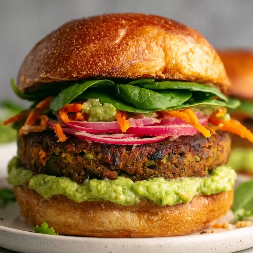 Lentil-Chickpea Veggie Burgers with Avocado Green Harissa Recipe - Recipe Image