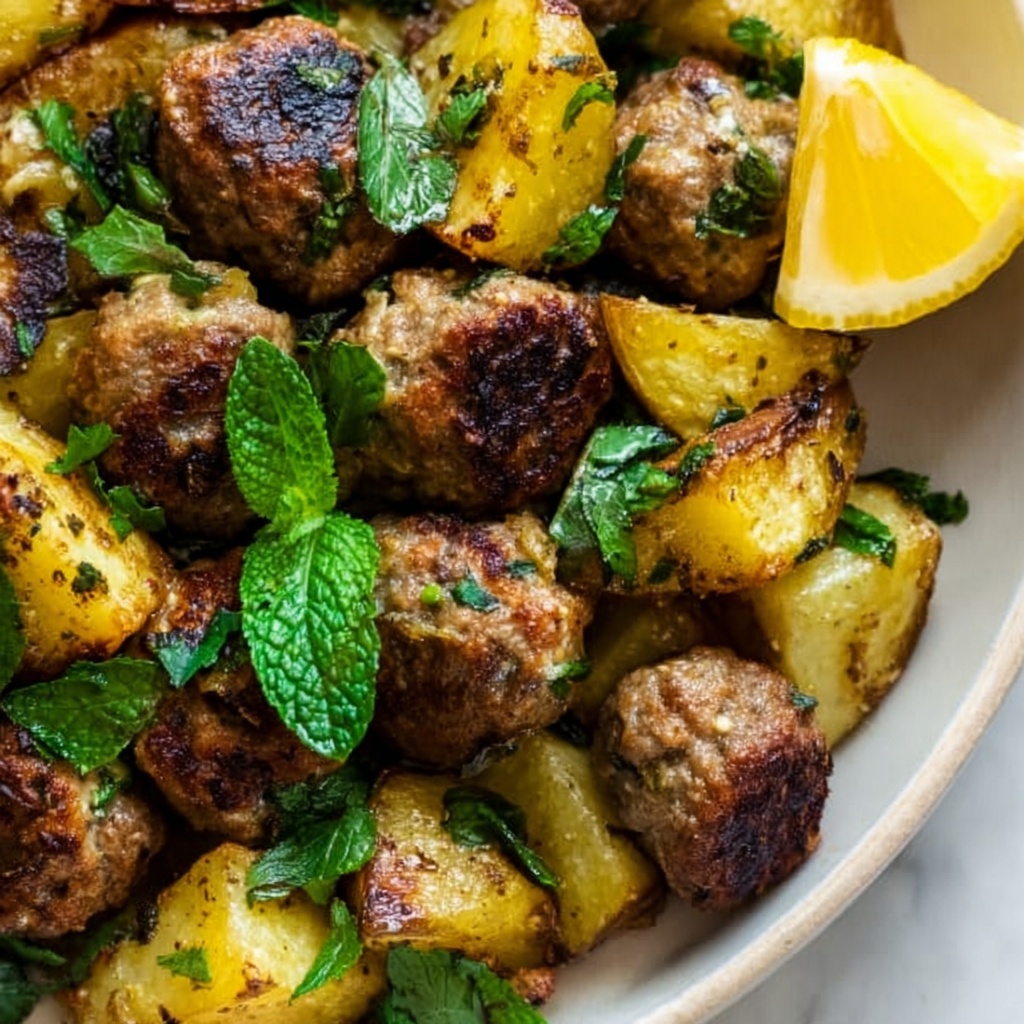 One-Pan Greek Meatballs and Potatoes Recipe - Recipe Image