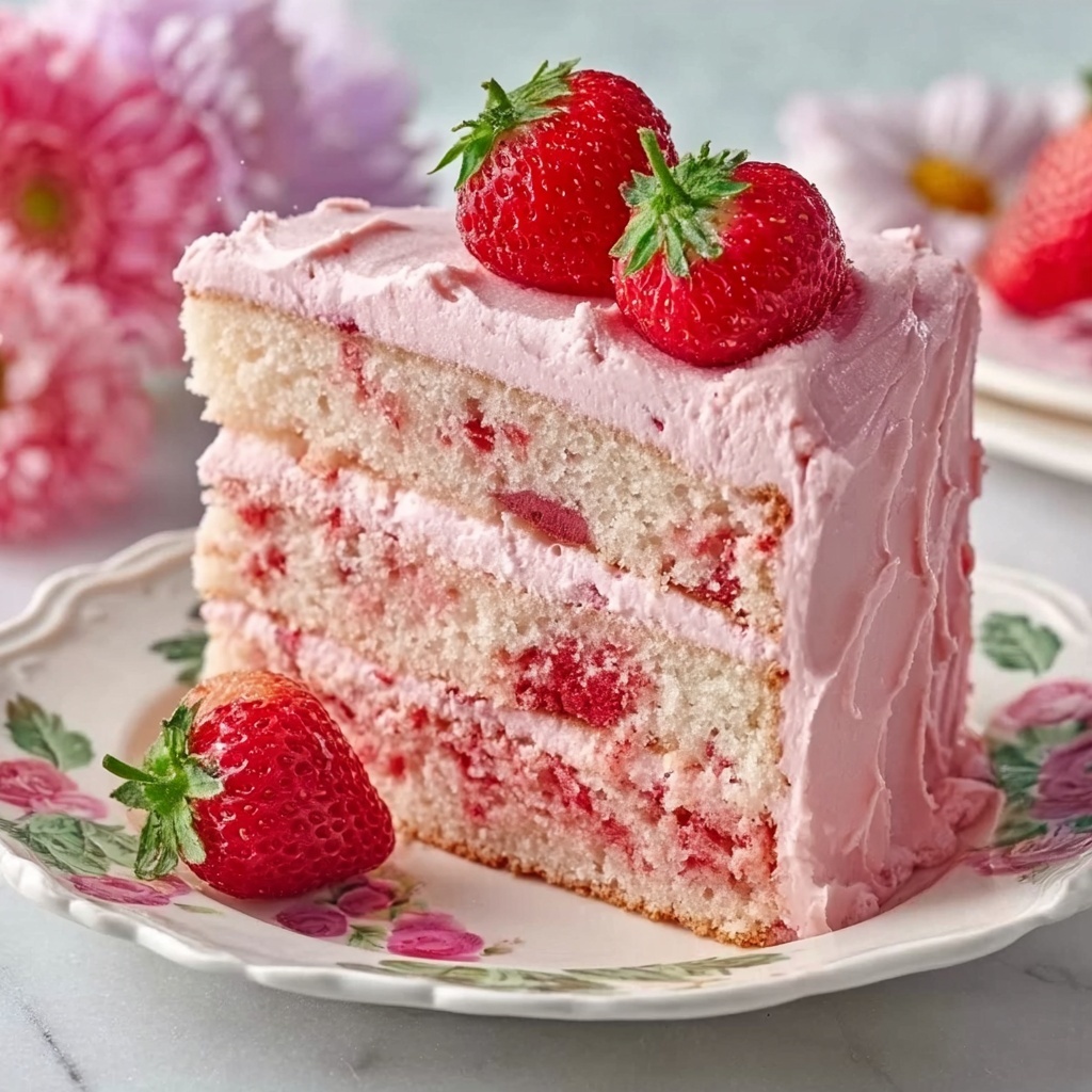 Strawberry Cake with Strawberry Buttercream Recipe - Recipe Image