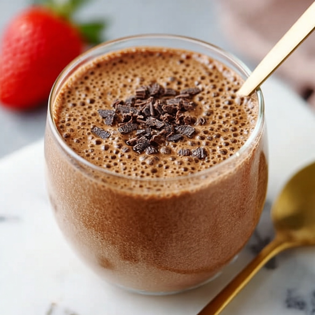 Chocolate Chia Pudding with Strawberries, Cacao Nibs, and Peanut Butter Recipe - Recipe Image