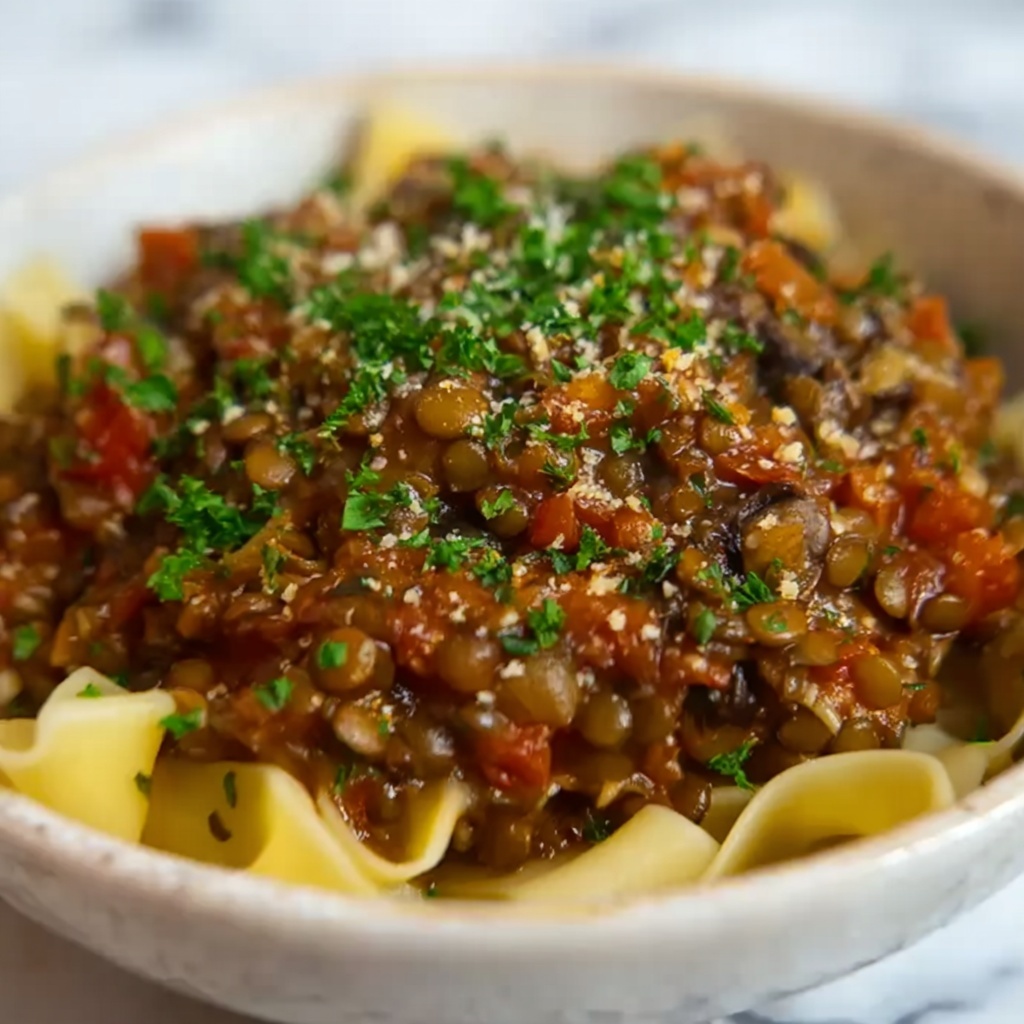 Lentil and Mushroom Bolognese Recipe - Recipe Image