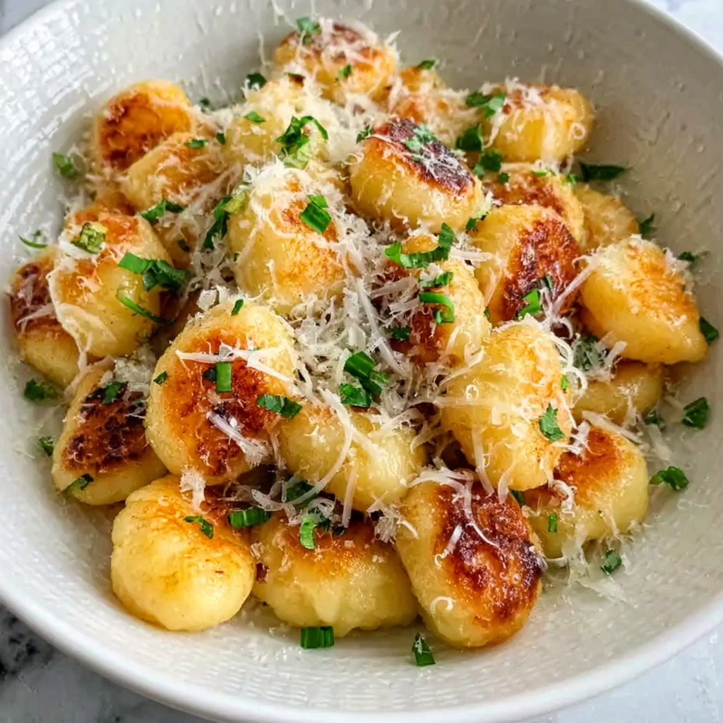 Garlic Butter Parmesan Fried Gnocchi Recipe - Recipe Image