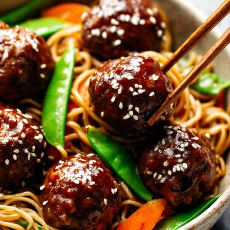 Asian Meatballs with Yakisoba Noodles Recipe