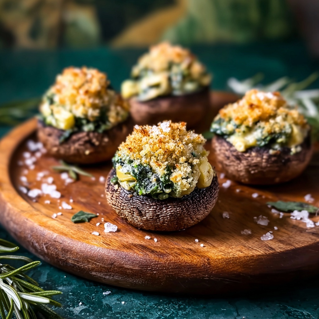 Spinach Artichoke Stuffed Mushrooms: Creamy, Garlicky Delight Recipe - Recipe Image