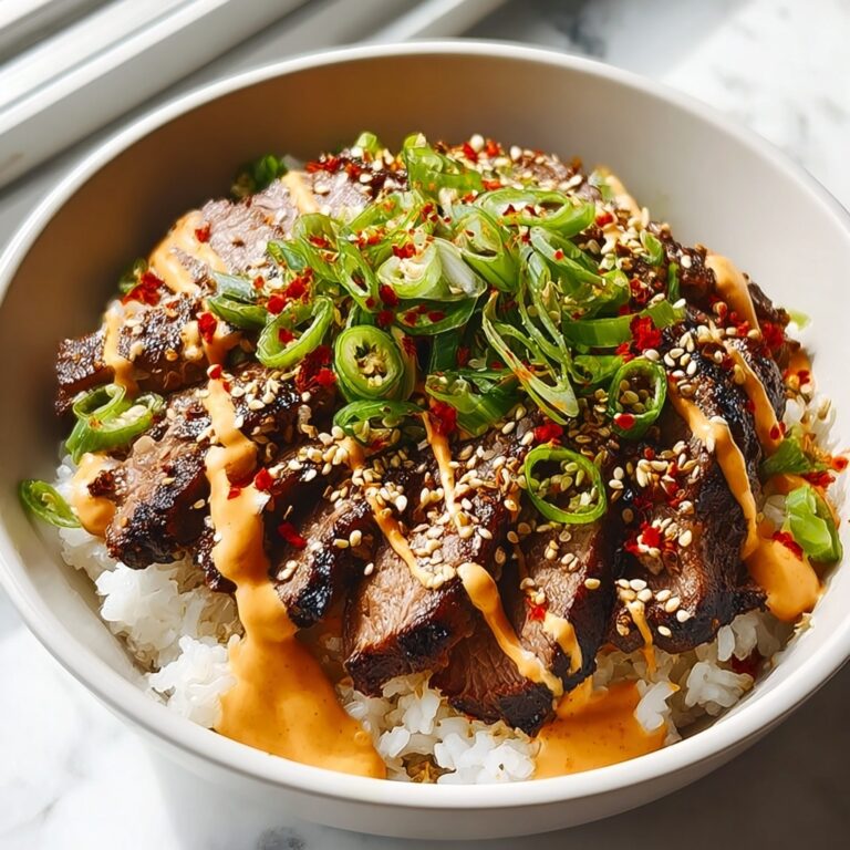 Korean BBQ Steak Rice Bowls with Spicy Cream Sauce Recipe