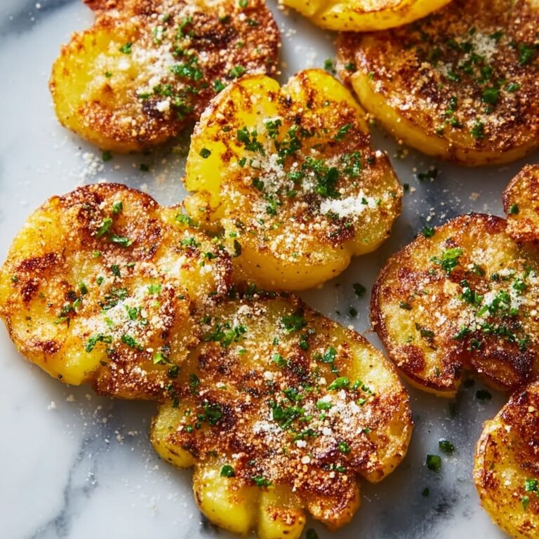 Crispy Garlic Butter Parmesan Smashed Potatoes Recipe