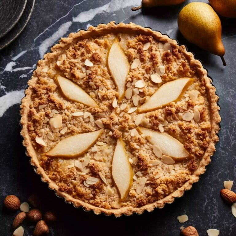 Chai-Spiced Pear & Almond Crumble Tart Recipe