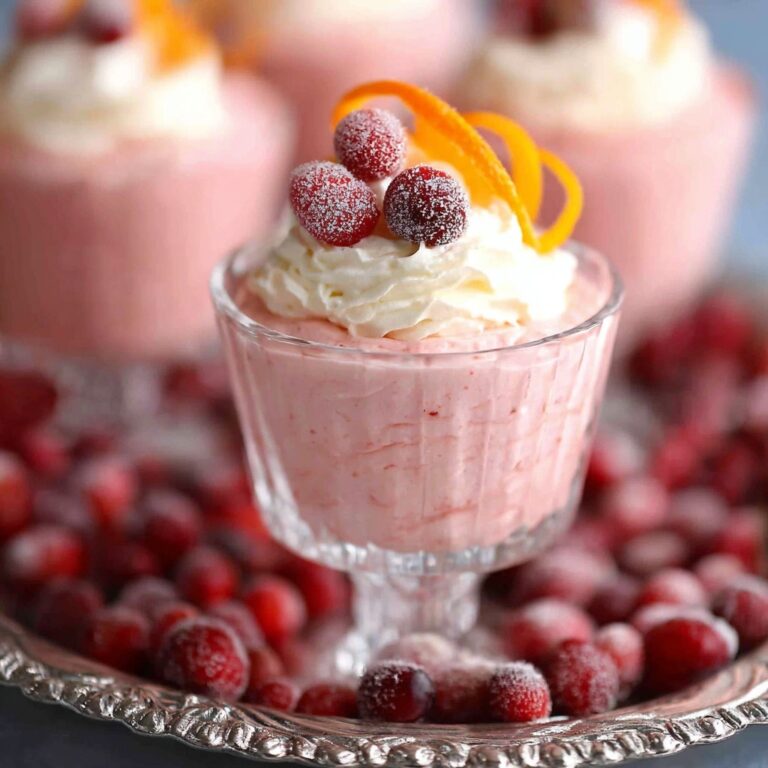 Cranberry Mousse Cups with Vanilla Layer and Sugared Cranberries Recipe