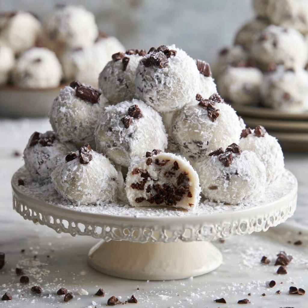 Holiday Mint Chocolate Chip Snowball Cookies Recipe - Recipe Image