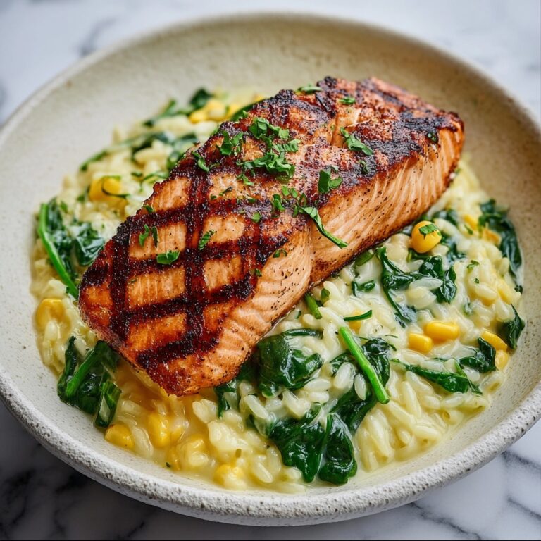 Creamy Lemony Orzo with Seared Salmon Recipe