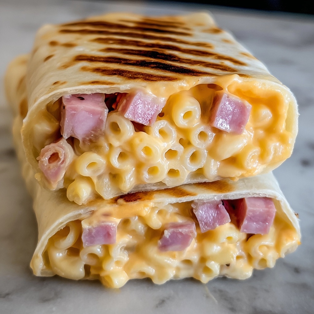 Mac ānā Cheese Burger Wrap Recipe - Recipe Image